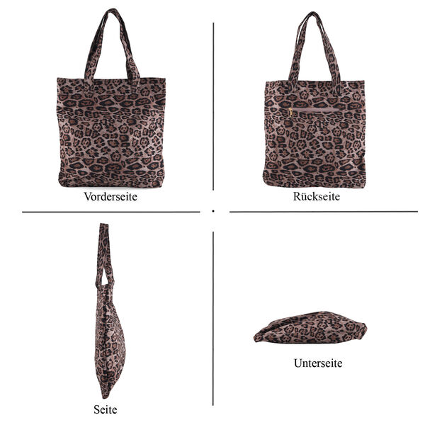 Shopper Tasche mit Leopardenmuster, 40x5,5x39cm, Grau image number 4