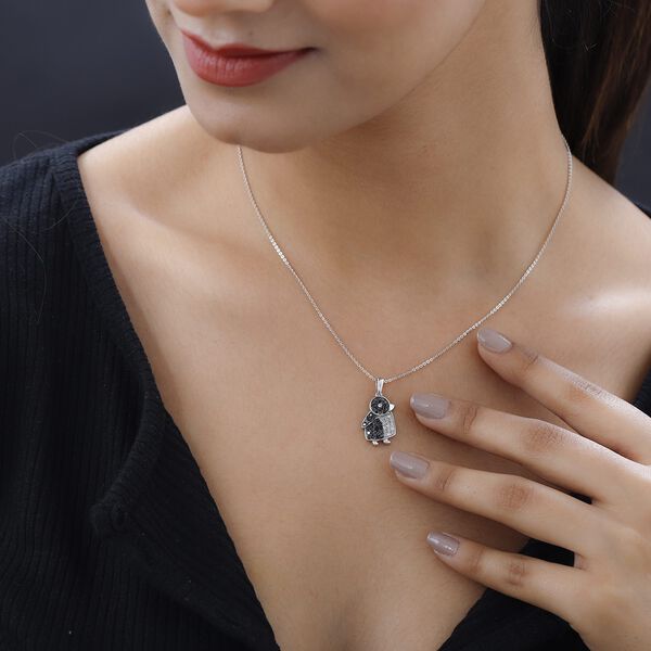 GP Italian Garden Kollektion - Wei&szlig;er und schwarzer Diamant und blauer Saphir-Anh&auml;nger mit 50 Kette - 0,54 ct. image number 2