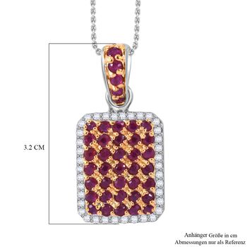 AA nat&uuml;rlicher Mosambik Rubin  und Zirkon-Anh&auml;nger mit 45cm Kette - 2,36 ct.