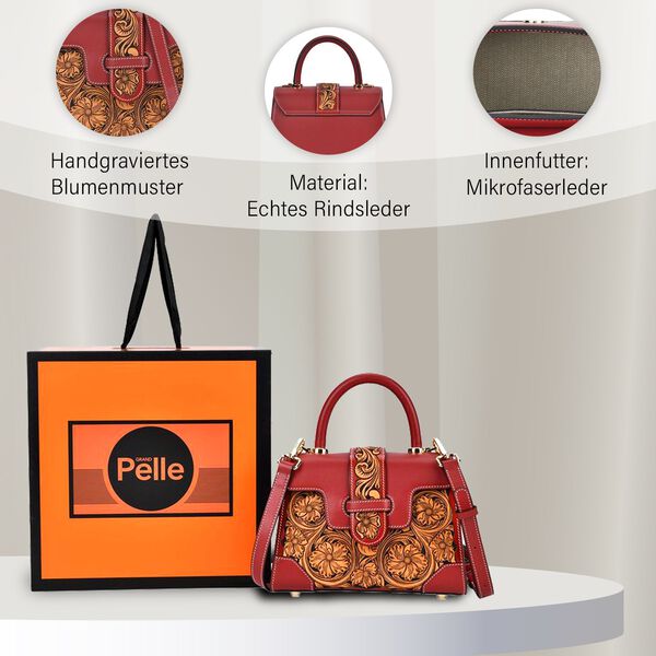 Grand Pelle  - Echtleder Handtasche, bordeaux rot image number 3