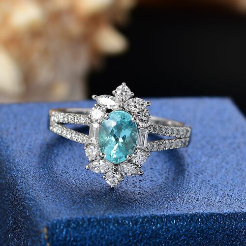 RHAPSODY zertifiziert und geprüft AAAA Paraiba Turmalin und VS-EF Diamant Ring in 950 Platin - 2,64 ct. image number 1