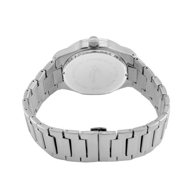 GENOA - Japanisches Uhrwerk, Graues Sonnenschliff-Zifferblatt mit Balkenindexen, Reiner Edelstahl mit Faltschlie&szlig;e, Bicolor, 20 cm image number 7