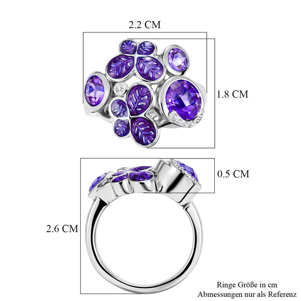 GP - AA Afrikanischer Amethyst Ring 925 Silber Rhodiniert (Gr&ouml;&szlig;e 17.00) ca. 1,86 ct image number 7