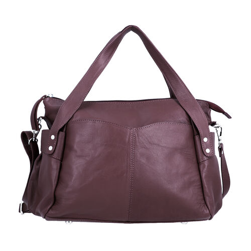100% Echtleder Weekender Reisetasche mit RFID-Schutz, Burgunderrot image number 0
