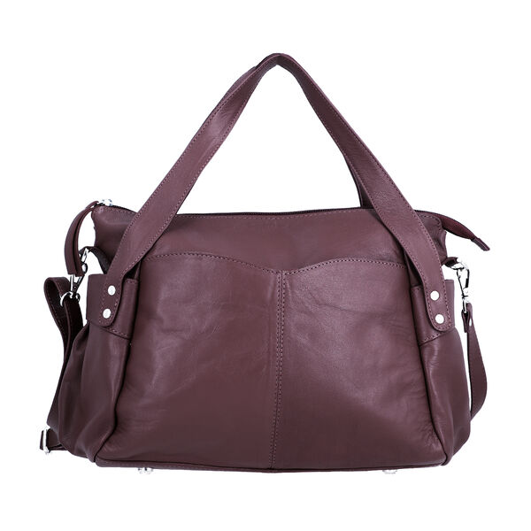 100% Echtleder Weekender Reisetasche mit RFID-Schutz, Burgunderrot