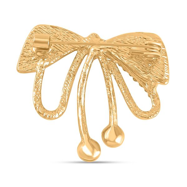 Weiße Muschelkernperle, Weißer Kristall Brosche  Std Gelb image number 3