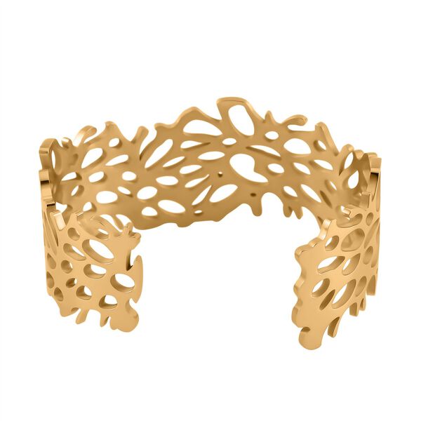 Monstera-Blatt-Muster Armreif, ca. 18 cm, ca. 36,00g, goldfarben image number 5