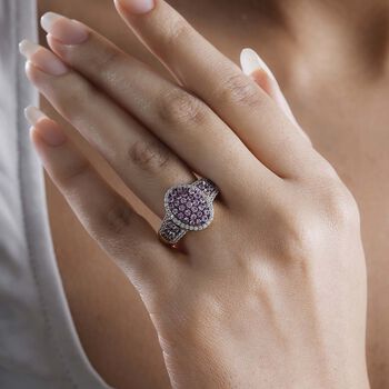 Rosa Saphir und Zirkon Ring - 1,68 ct.