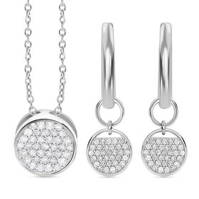 2er Set- Weißer Diamant-Anhänger mit 50cm Kette und Ohrringe - 0,48 ct.