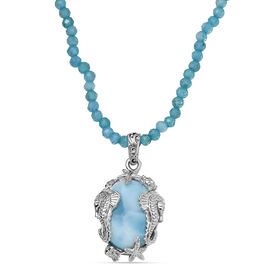 AA Larimar und Apatit Anhänger mit 45cm Kette - 82 ct.