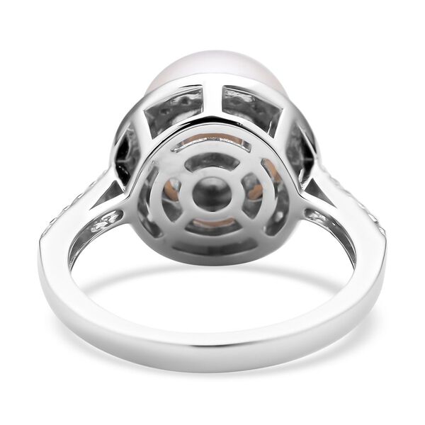 Weißer Südseeperlen und Zirkon-Ring, , 925 Silber rhodiniert image number 6