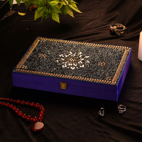 Handgefertigter 120-Ring Koffer, Blau image number 3