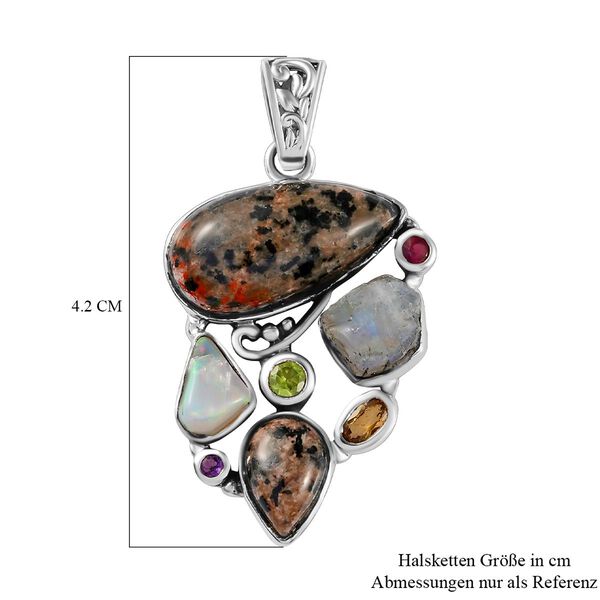 Handgearbeiteter, natürlicher Yooperlith, Welo Opal und mehrfarbiger Edelstein-Anhänger, 925 Silber ca. 14,76 ct image number 6