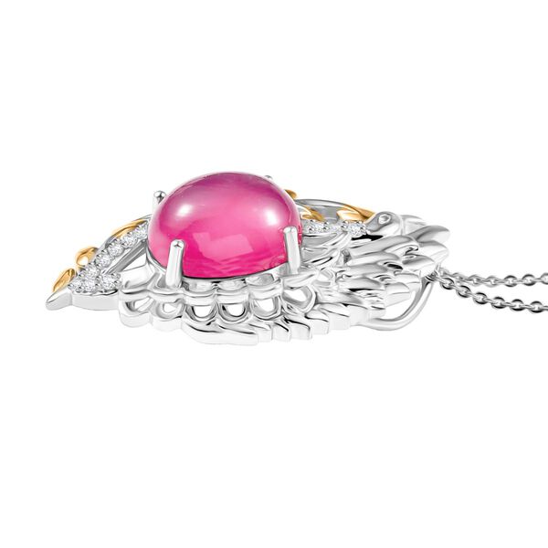 Maulbeere Mondstein und Zirkon zweifarbiger Anhänger mit 50cm Kette - 6,66 ct. image number 3