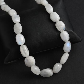 Regenbogen Mondstein Halskette ca. 45 cm 925 Silber rhodiniert ca. 285.00 ct