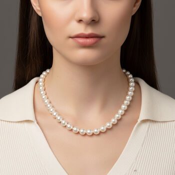 Wei&szlig;e Muschelkernperle (9-11 mm) Halskette ca. 60 cm 316L Edelstahl