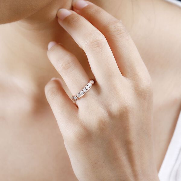 Moissanit Ring, 925 Silber Ros&eacute;gold Vermeil - 0,49 ct. image number 3