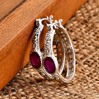 Royal Bali - Afrikanischer Rubin (Fissure gef&uuml;llt) Ohrringe 925 Silber ca. 2.42 ct