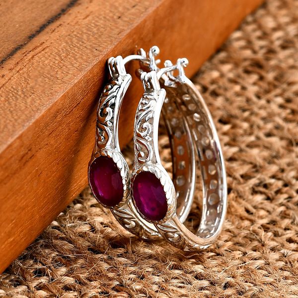Royal Bali - Afrikanischer Rubin (Fissure gef&uuml;llt) Ohrringe 925 Silber ca. 2.42 ct image number 1