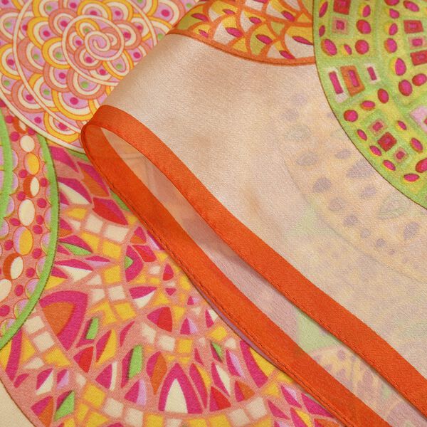 LA MAREY - Seidenschal aus 100% Maulbeerseide, bunte Mandala image number 4