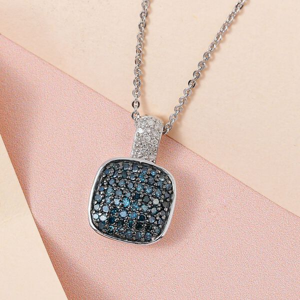 Blauer Diamant Anh&auml;nger mit Kette im Schmuckset, 925 Silber platiniert ca. 0,50 ct image number 2