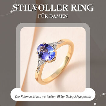 AA Tansanit und Diamant Ring in 585 Gelbgold - 1,48 ct.