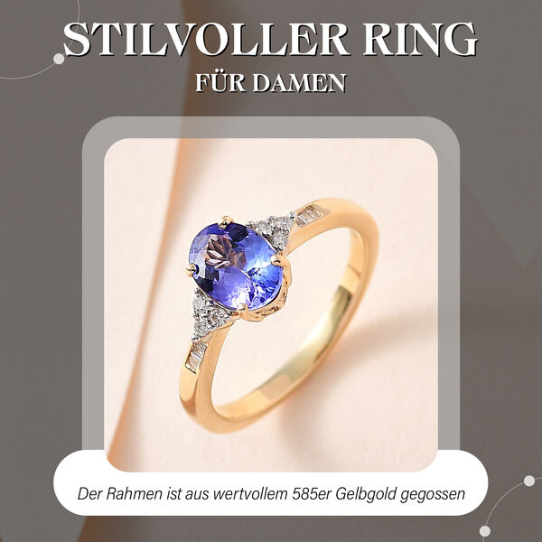 AA Tansanit und Diamant Ring in 585 Gelbgold - 1,48 ct. image number 2