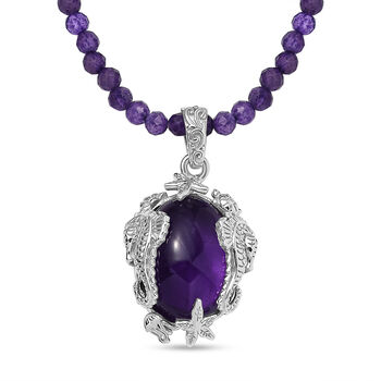AA Afrikanischer Amethyst-Anh&auml;nger mit 45cm Kette - 62 ct.