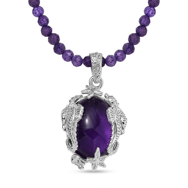 AA Afrikanischer Amethyst-Anh&auml;nger mit 45cm Kette - 62 ct.