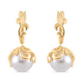 Weiße Muschelkernperle Ohrringe Messing