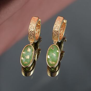 SHOPLC EXKLUSIV D'Joy Gr&uuml;n Blattgold-Quarz Ohrringe 925 Silber 750 Gelbgold Vermeil ca. 8.10 ct