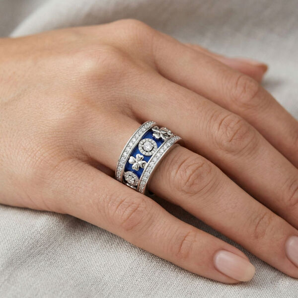 Wei&szlig;er Kristall Herzmotiv-Ring mit Pav&eacute;-Fassung, Silberton, (Gr&ouml;&szlig;e 18.00) image number 3