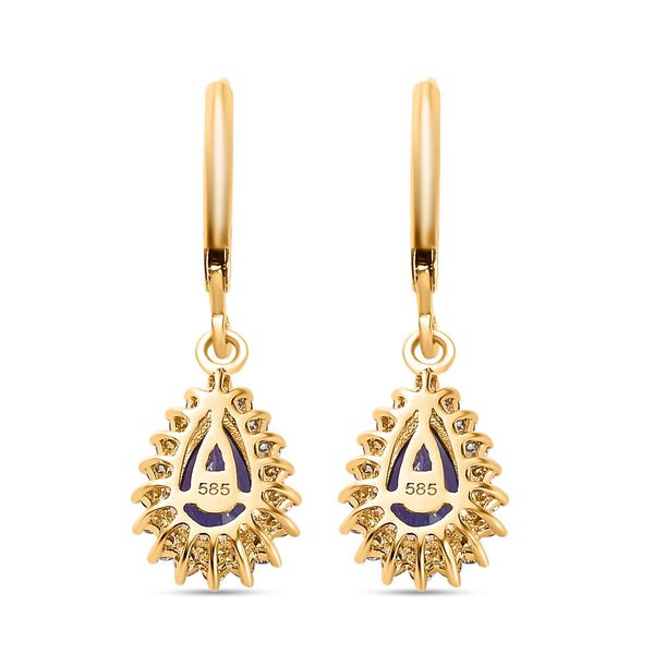 AAA Tansanit und Diamant Ohrringe - 2,10 ct. image number 4