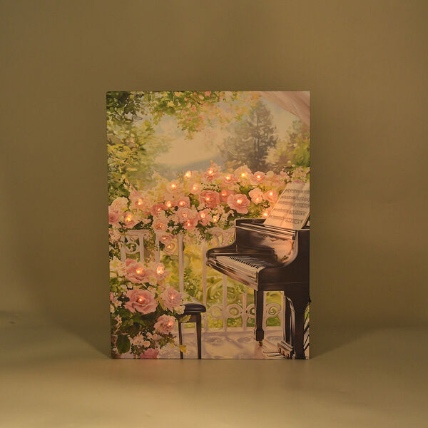 LIVMORE Kirschbl&uuml;ten Park Motiv LED Wandbild mit Glasfaser Lichteffekt 30 x 40 cm image number 4