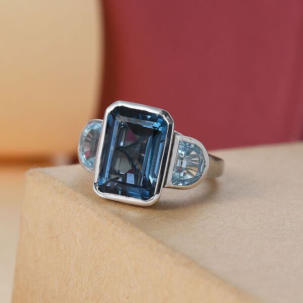 London Blautopas und himmelblauer Topas Ring - 11,24 ct. image number 2
