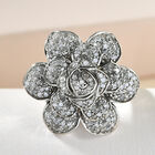 Florale Diamant-Ring in Silber image number 1