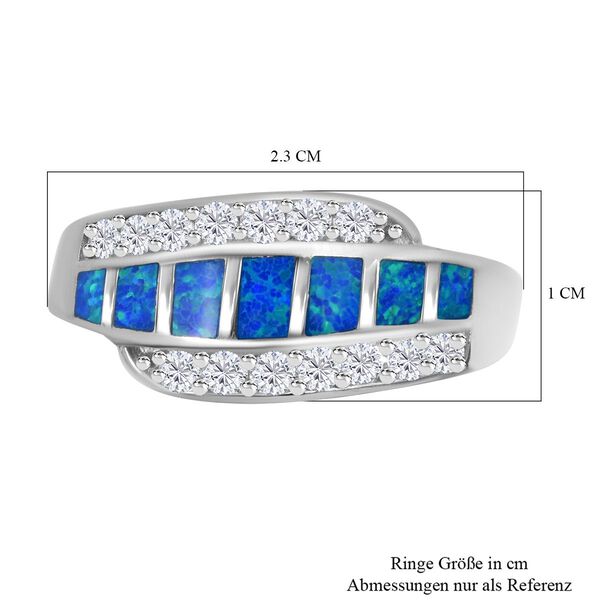 Simulierter Blauer Opal und Zirkonia Ring image number 6