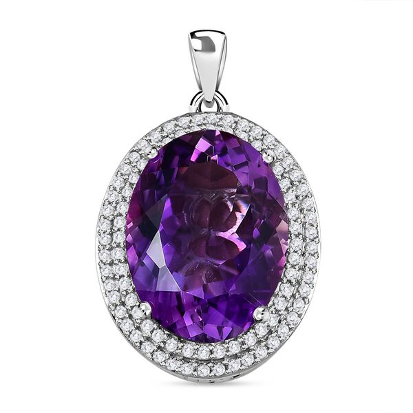 Lusaka Amethyst und Zirkon-Anhänger, 925 Silber platiniert ca. 19,39 ct image number 0