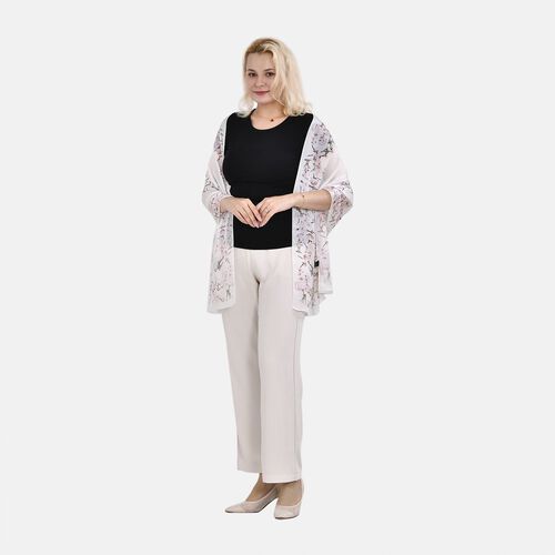 LA MAREY - 100% Maulbeeren-Seidenschal, Chiffon, 60x170 cm, Weiß image number 0