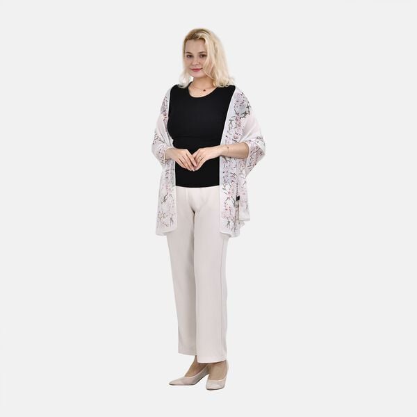 LA MAREY - 100% Maulbeeren-Seidenschal, Chiffon, 60x170 cm, Weiß image number 0