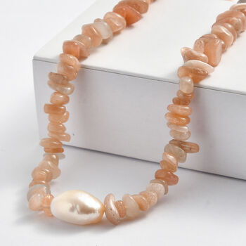 Sonnenstein, S&uuml;&szlig;wasser Perle Halskette ca. 203 cm