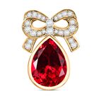 Lab Created Padparadscha-Saphir, Weißer Zirkon Anhänger 925 Silber 750 Gelbgold Vermeil ca. 12.34 ct