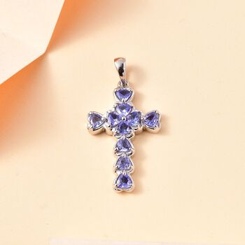 Tansanit Anh&auml;nger, 925 Silber rhodiniert - 1 ct.