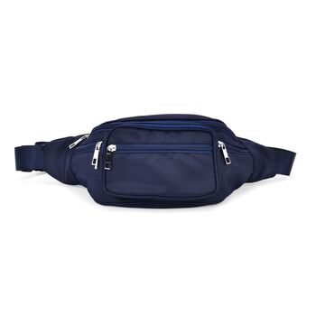 Nylon-G&uuml;rteltasche mit RFID-Schutz, 37x10x13,5cm, Marineblau
