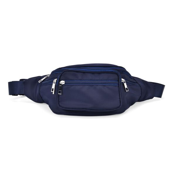 Nylon-G&uuml;rteltasche mit RFID-Schutz, 37x10x13,5cm, Marineblau