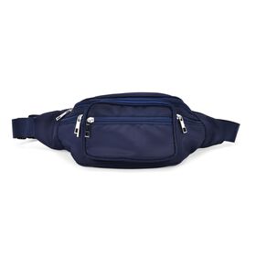 Gürteltasche mit RFID-Schutz, Nylon, 6 Reißverschlussfächer, Schnellverschluss, verstellbarer Schultergurt, Größe 37x10x13,5?cm, marineblau