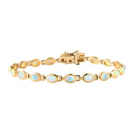 AA Natürlicher, äthiopischer Welo Opal Armband ca. 19 cm 925 Silber Gelbgold Vermeil ca. 5,71 ct.
