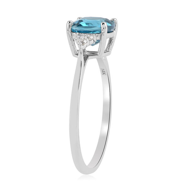 AAAA Kambodschanischer, blauer Zirkon und Diamant-Ring, I2 G-H, 585 Wei&szlig;gold  ca. 3,00 ct image number 2