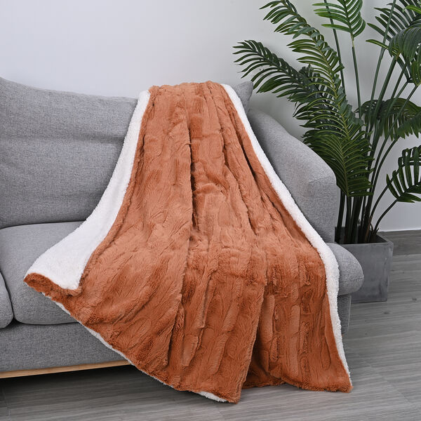 Luxus Decke aus Kunstfell, Gr&ouml;&szlig;e 150x200 cm, Hellbraun