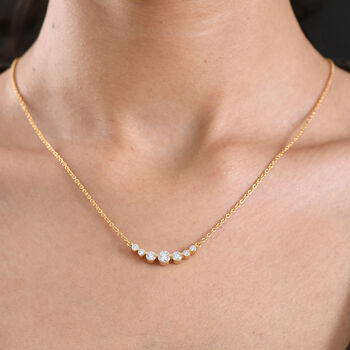 D'Joy Moissanit 45cm Halskette, 925 Silber vergoldet - 1,22 ct.